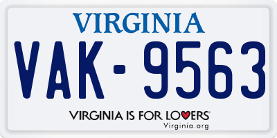 VA license plate VAK9563