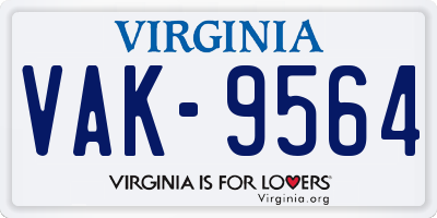 VA license plate VAK9564