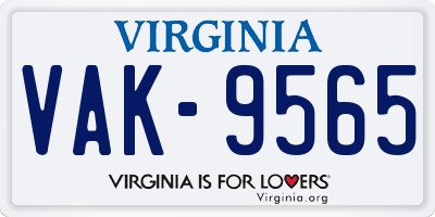 VA license plate VAK9565