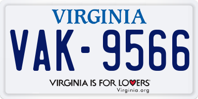 VA license plate VAK9566