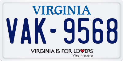 VA license plate VAK9568