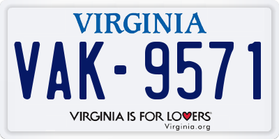 VA license plate VAK9571