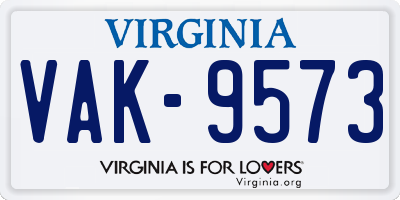 VA license plate VAK9573