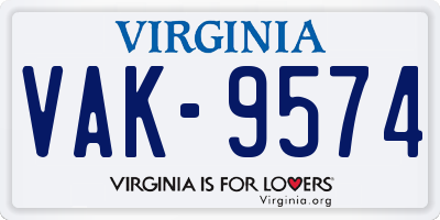 VA license plate VAK9574