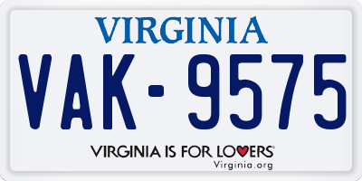 VA license plate VAK9575