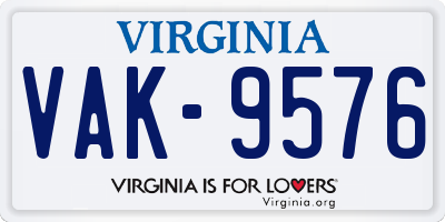 VA license plate VAK9576