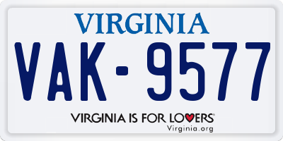 VA license plate VAK9577