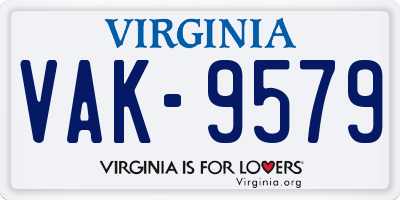 VA license plate VAK9579