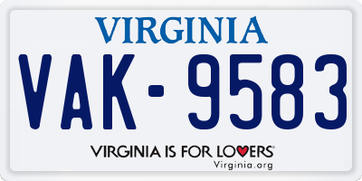 VA license plate VAK9583