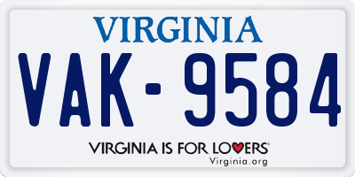 VA license plate VAK9584
