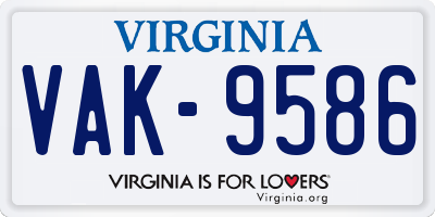 VA license plate VAK9586