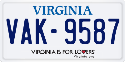 VA license plate VAK9587
