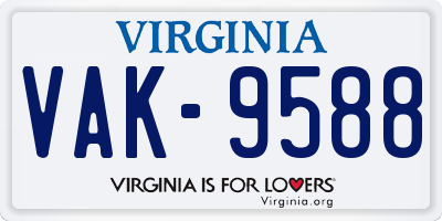 VA license plate VAK9588