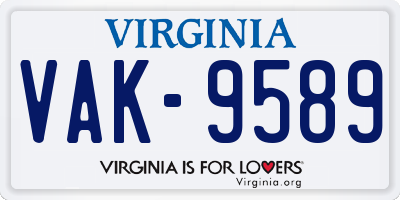 VA license plate VAK9589