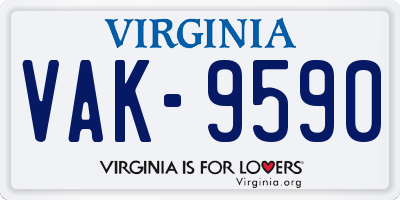 VA license plate VAK9590