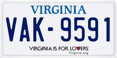 VA license plate VAK9591