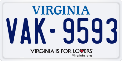 VA license plate VAK9593