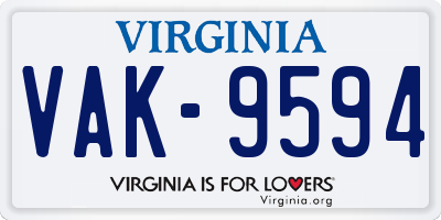 VA license plate VAK9594