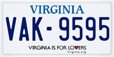 VA license plate VAK9595