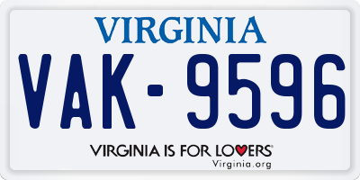 VA license plate VAK9596