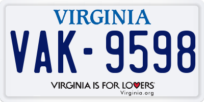 VA license plate VAK9598