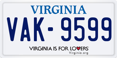 VA license plate VAK9599