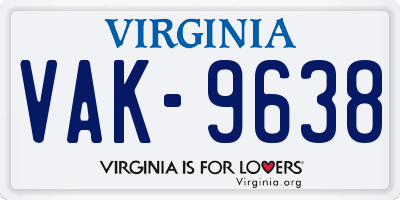 VA license plate VAK9638