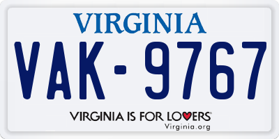 VA license plate VAK9767