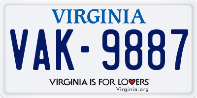 VA license plate VAK9887