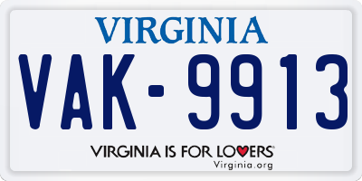 VA license plate VAK9913