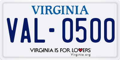 VA license plate VAL0500