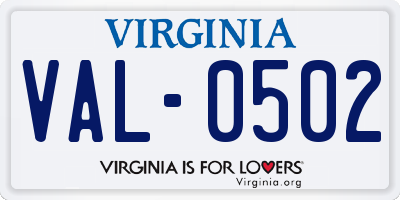 VA license plate VAL0502