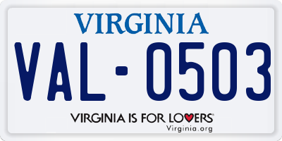 VA license plate VAL0503