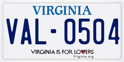 VA license plate VAL0504