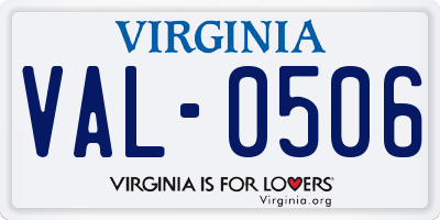 VA license plate VAL0506