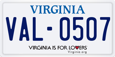 VA license plate VAL0507