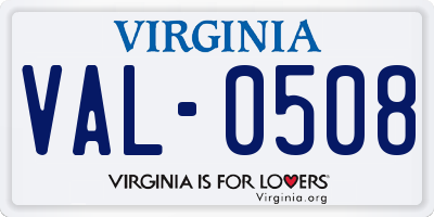 VA license plate VAL0508