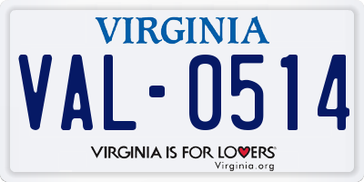 VA license plate VAL0514