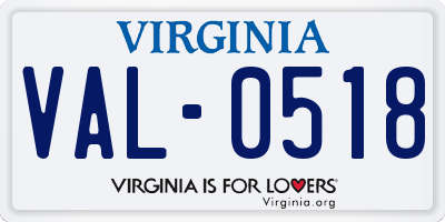 VA license plate VAL0518