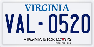 VA license plate VAL0520