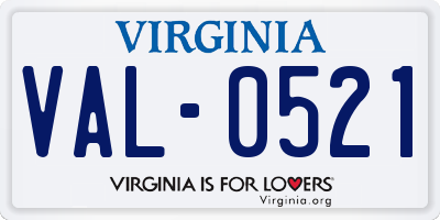 VA license plate VAL0521