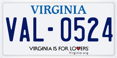 VA license plate VAL0524