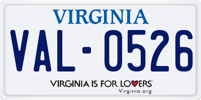 VA license plate VAL0526