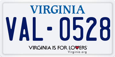 VA license plate VAL0528