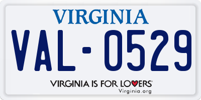 VA license plate VAL0529