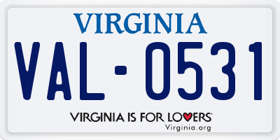 VA license plate VAL0531