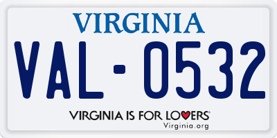 VA license plate VAL0532