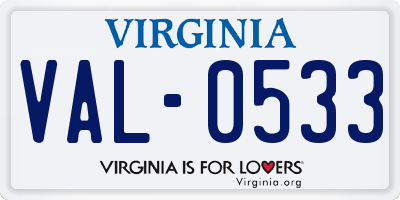 VA license plate VAL0533