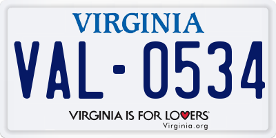 VA license plate VAL0534