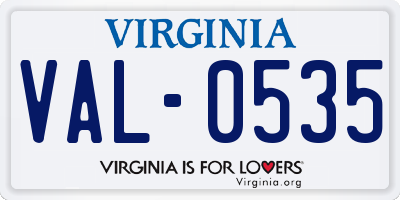 VA license plate VAL0535
